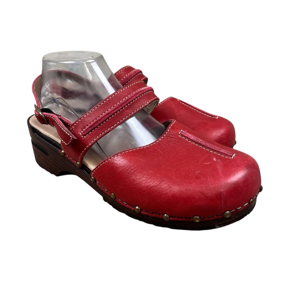 Sanita Clare Women's Mary Jane Clog in‎ Red Leather adjustable Clog 43 - Picture 3 of 9
